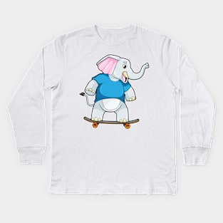 Elephant as Skater with Skateboard Kids Long Sleeve T-Shirt